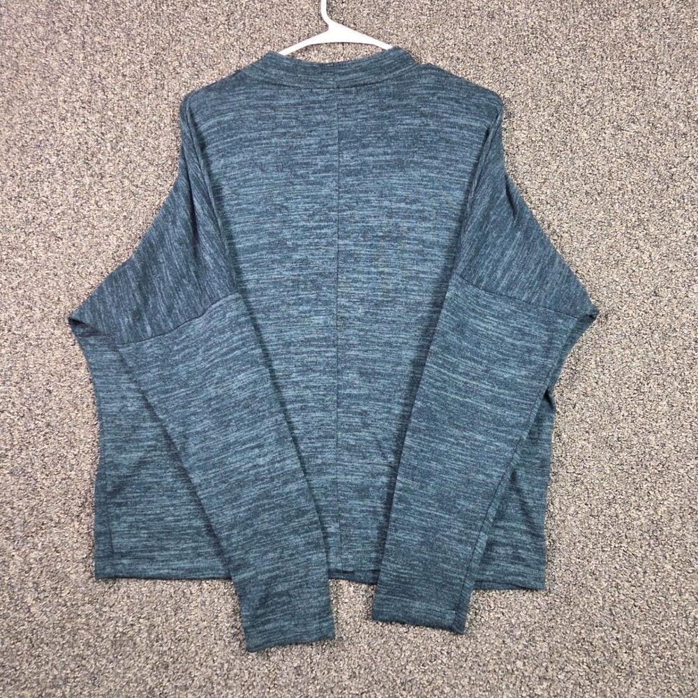 Unbranded Mock Neck Top Womens XL Teal Green Marled Knit Boxy Drop Shoulder‎